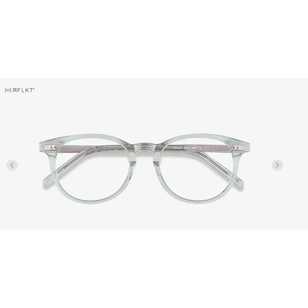 RFLKT Aura Eyeglass Frames Round Clear Blue Keyhole Acetate 50-19-140 Medium